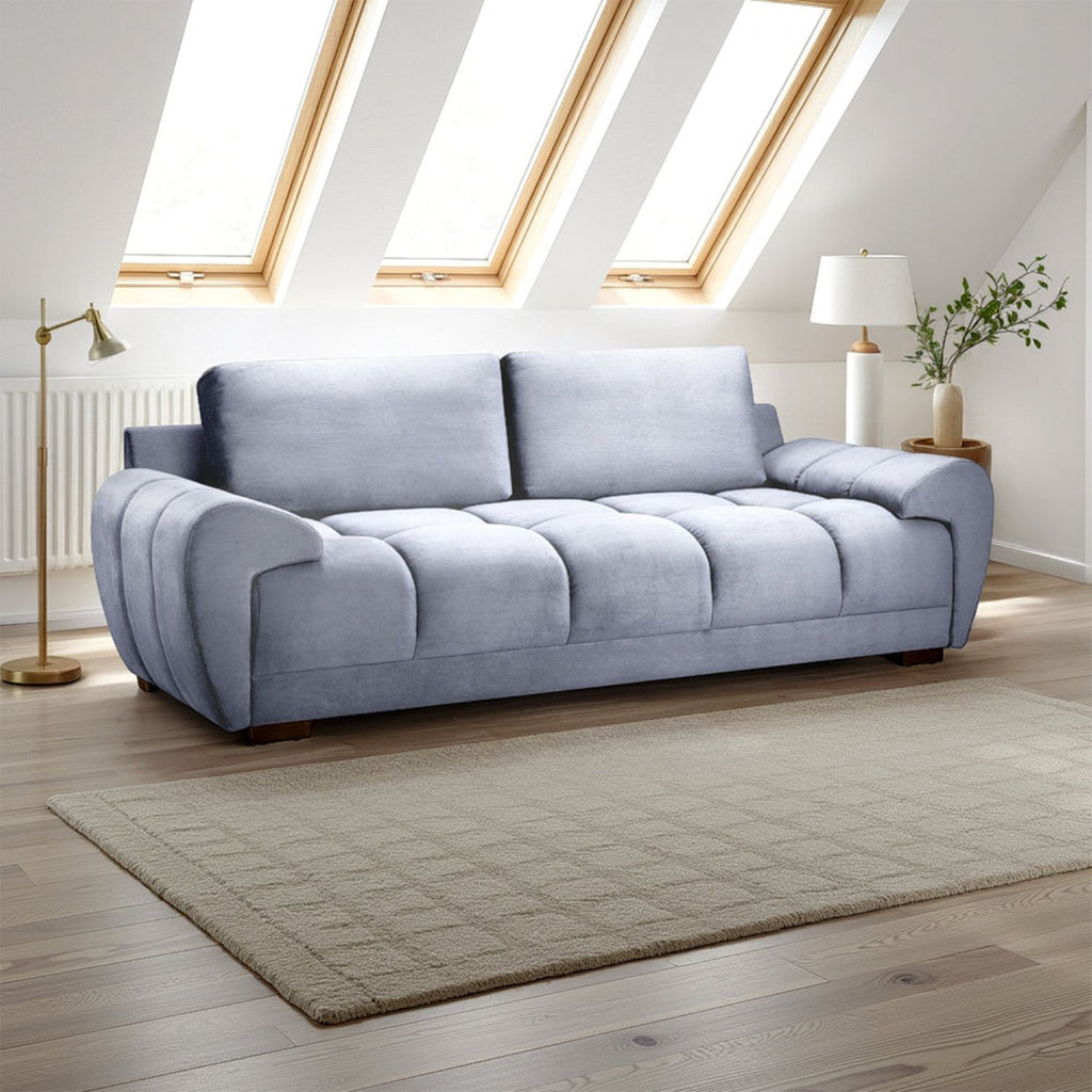 Grey Chenille Fabric 3 Seater Large Sofa