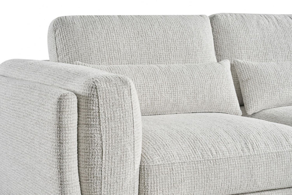 Beige Chenille Fabric 3 Seater Sofa with Chunky Arm Cushions