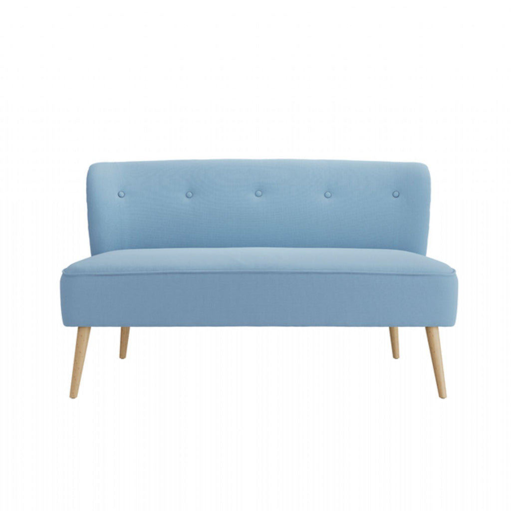 Blue Fabric 2 Seater Buttoned Back Sofa Bed