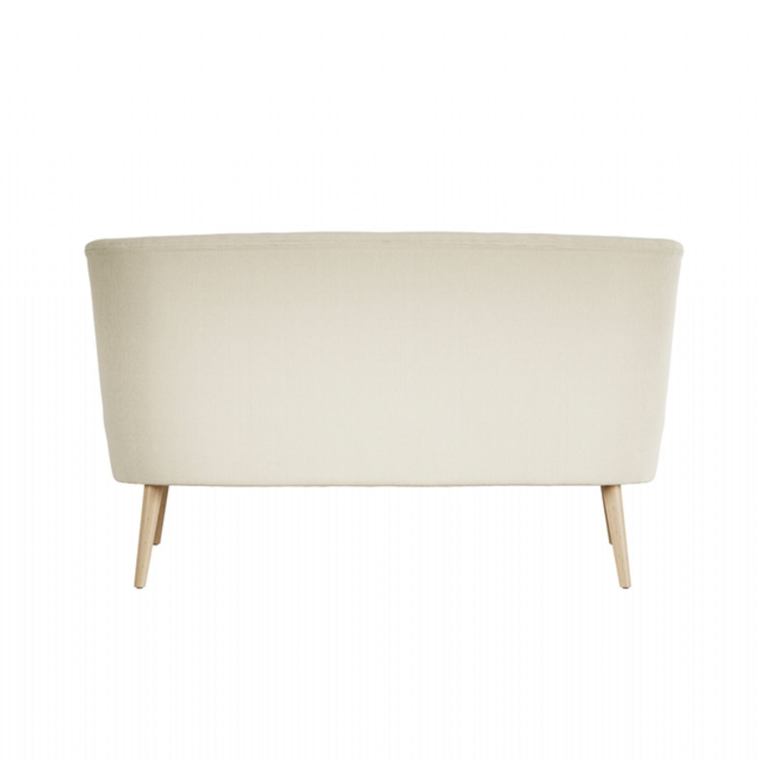 Beige Fabric Upholstered Button Tufted 2 Seater Sofa with Wooden Legs