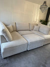 Beige Boucle Fabric Upholstered U Shaped Corner Sofa