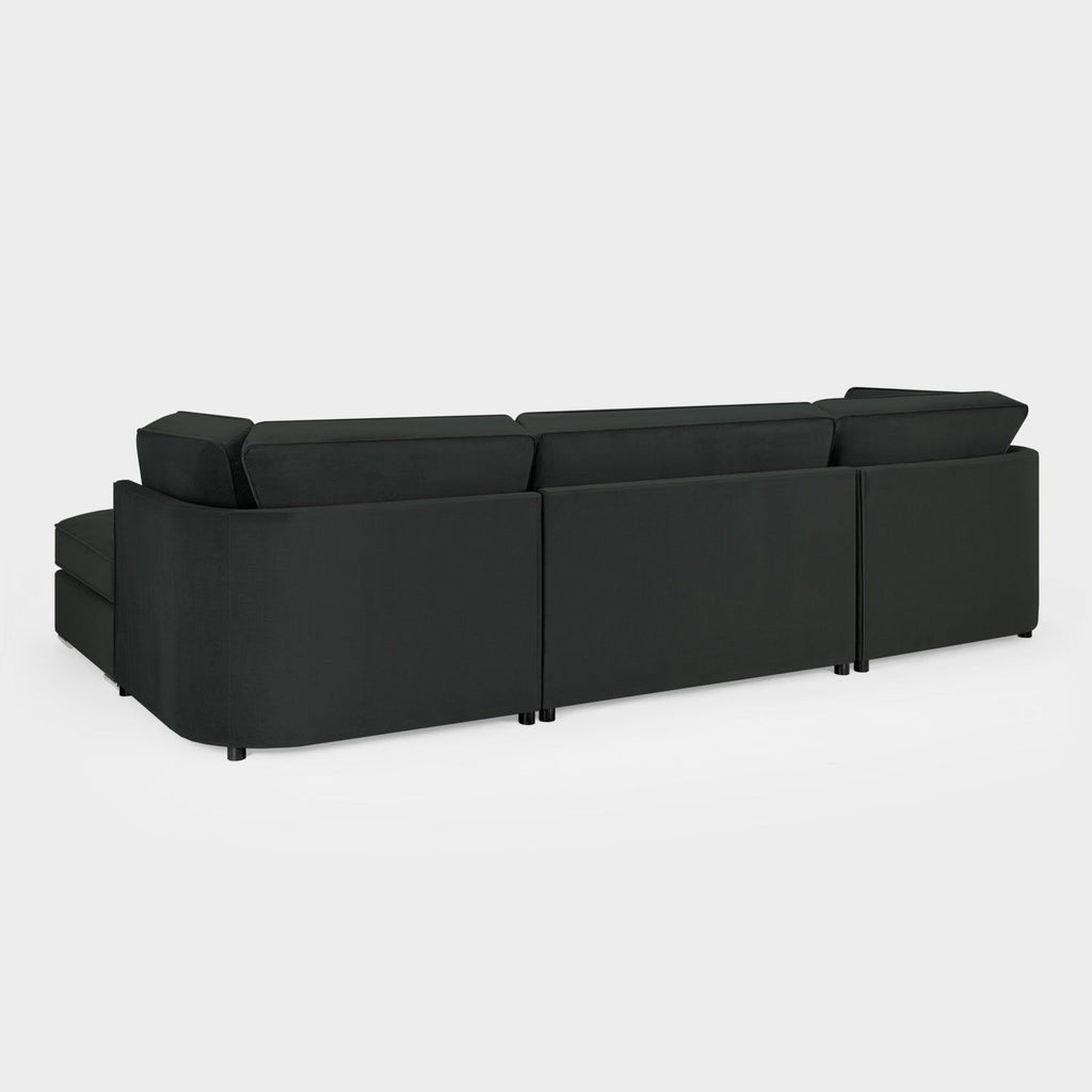Slate Grey Velvet U Shape Corner Group Sofa with Footstool