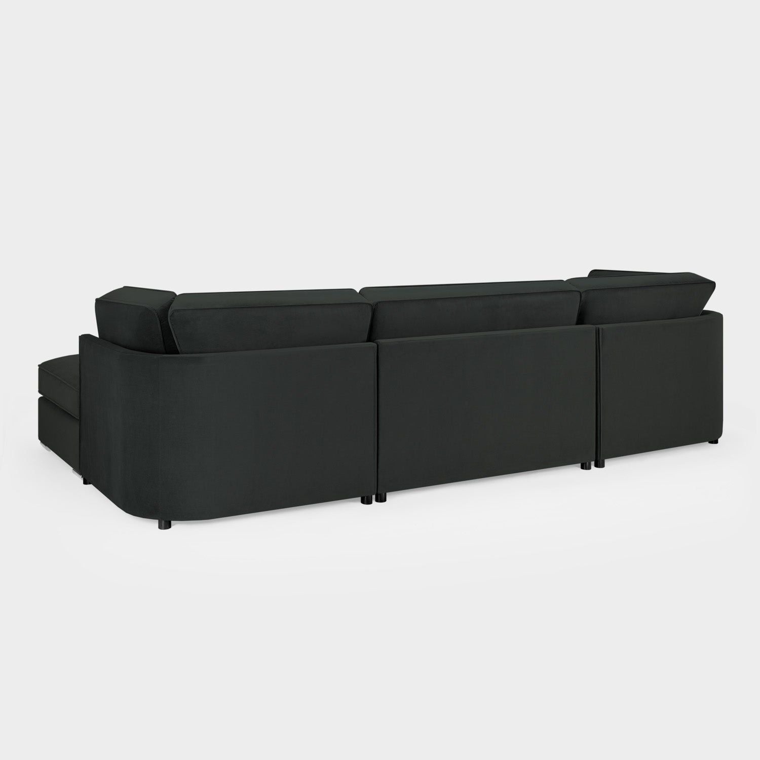 Slate Grey Velvet U Shape Corner Group Sofa with Footstool