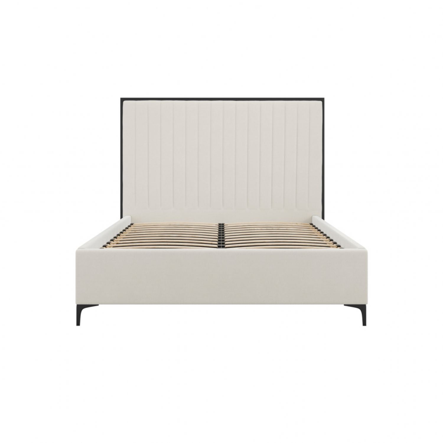 Cream Velvet 4ft6in Double Bed with Fluted Headboard