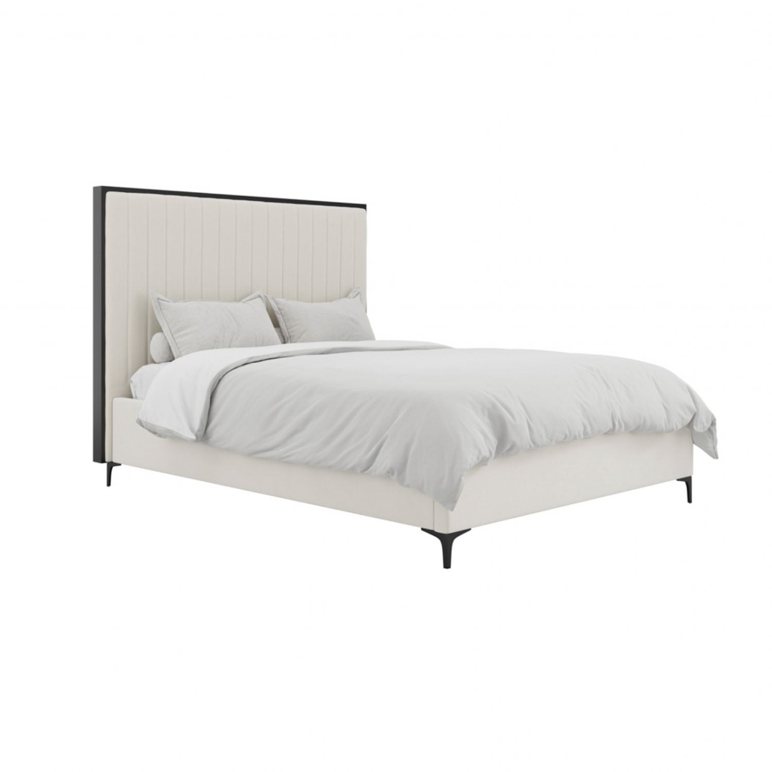 Cream Velvet 4ft6in Double Bed with Fluted Headboard