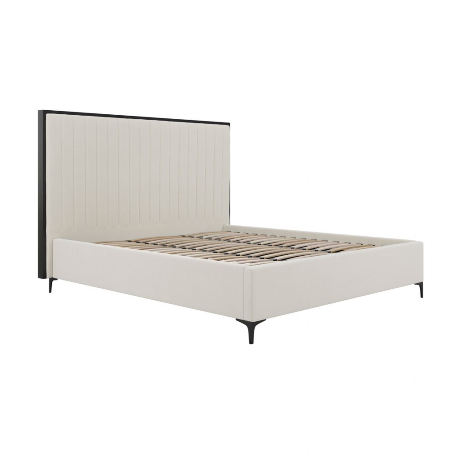 Cream Velvet Fabric 6ft Super King Size Bed Fluted Headboard