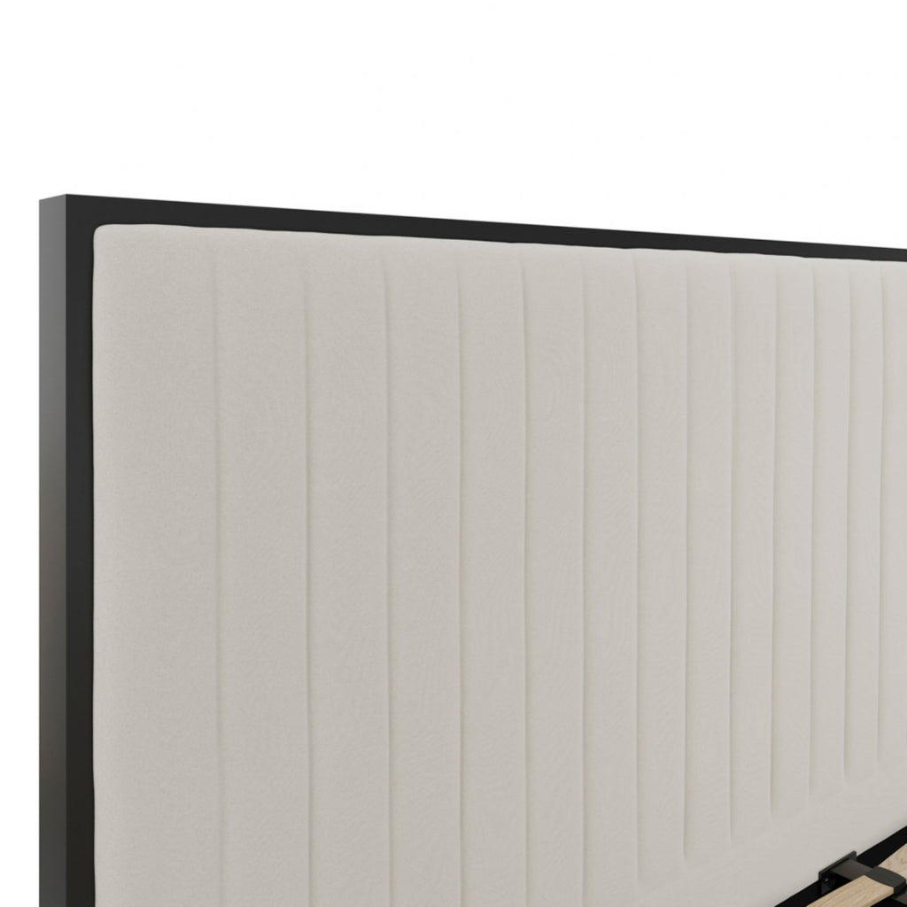 Cream Velvet Fabric 6ft Super King Size Bed Fluted Headboard