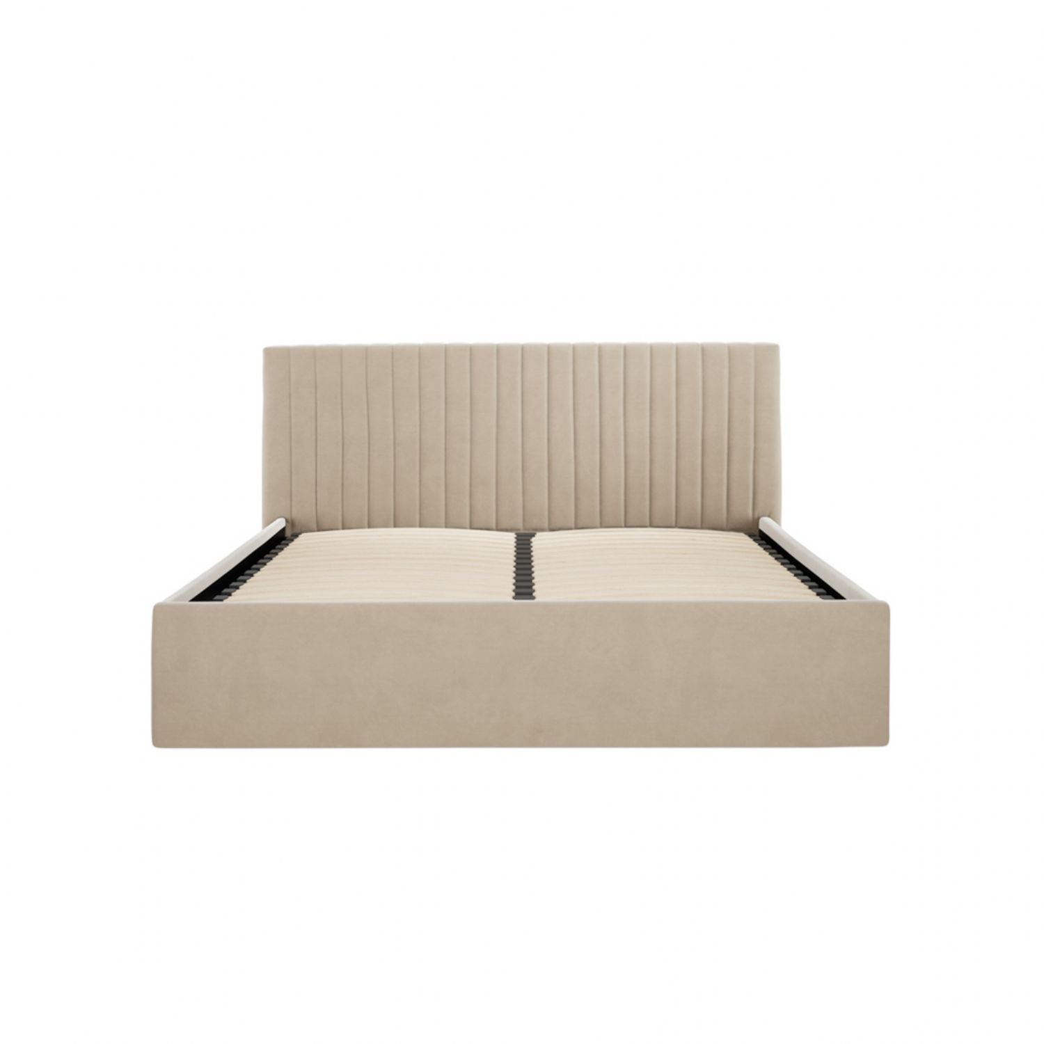 Beige Velvet 4ft6 Double Ottoman Bed with Lift Up Storage