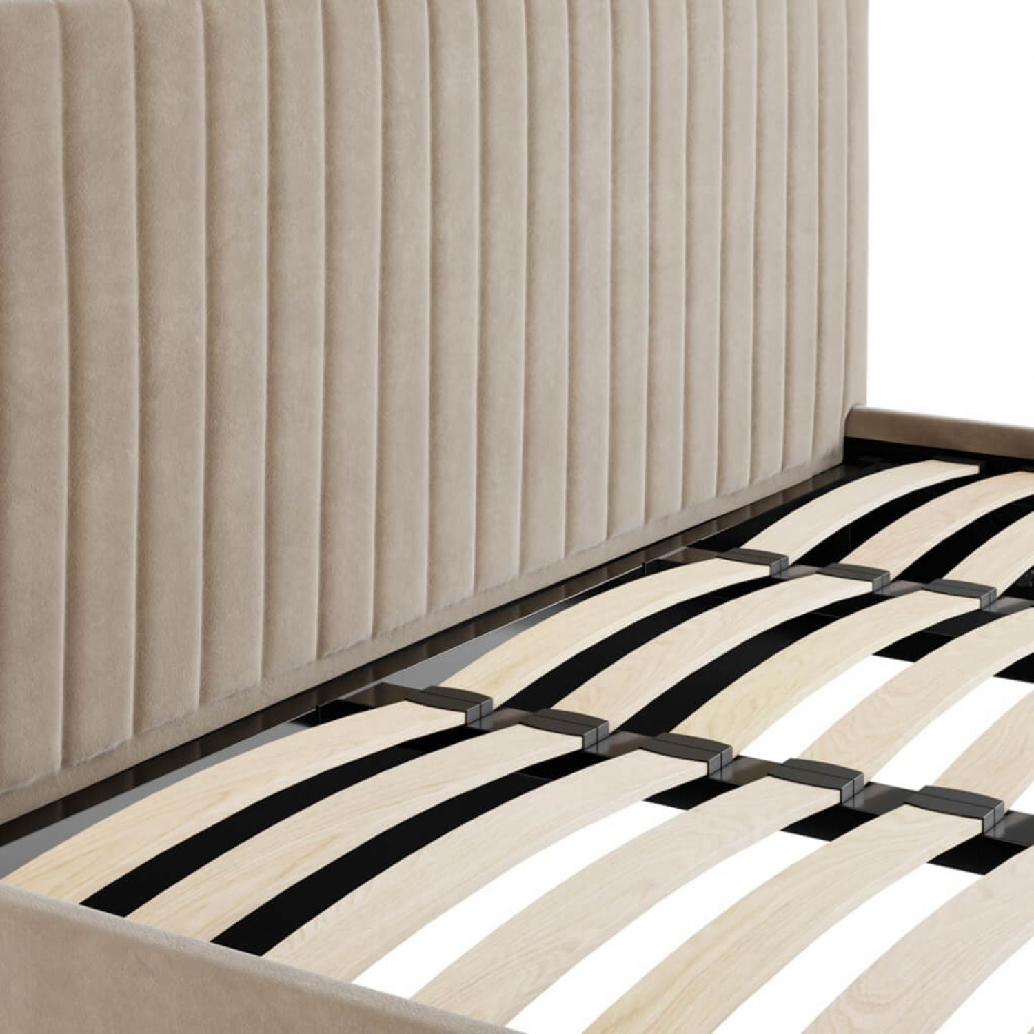 Beige Velvet 6ft Super King Size Ottoman Lift Up Storage Bed