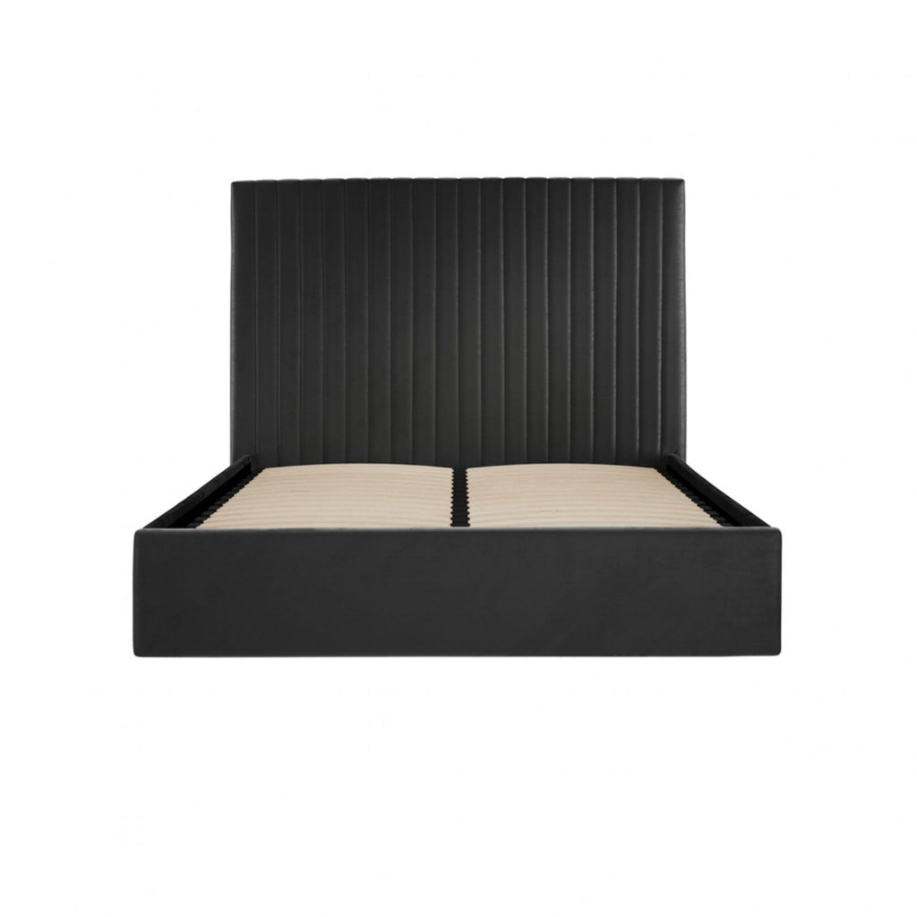 Black Velvet Tall 4ft6 Double Ottoman Bed Lift Up Storage