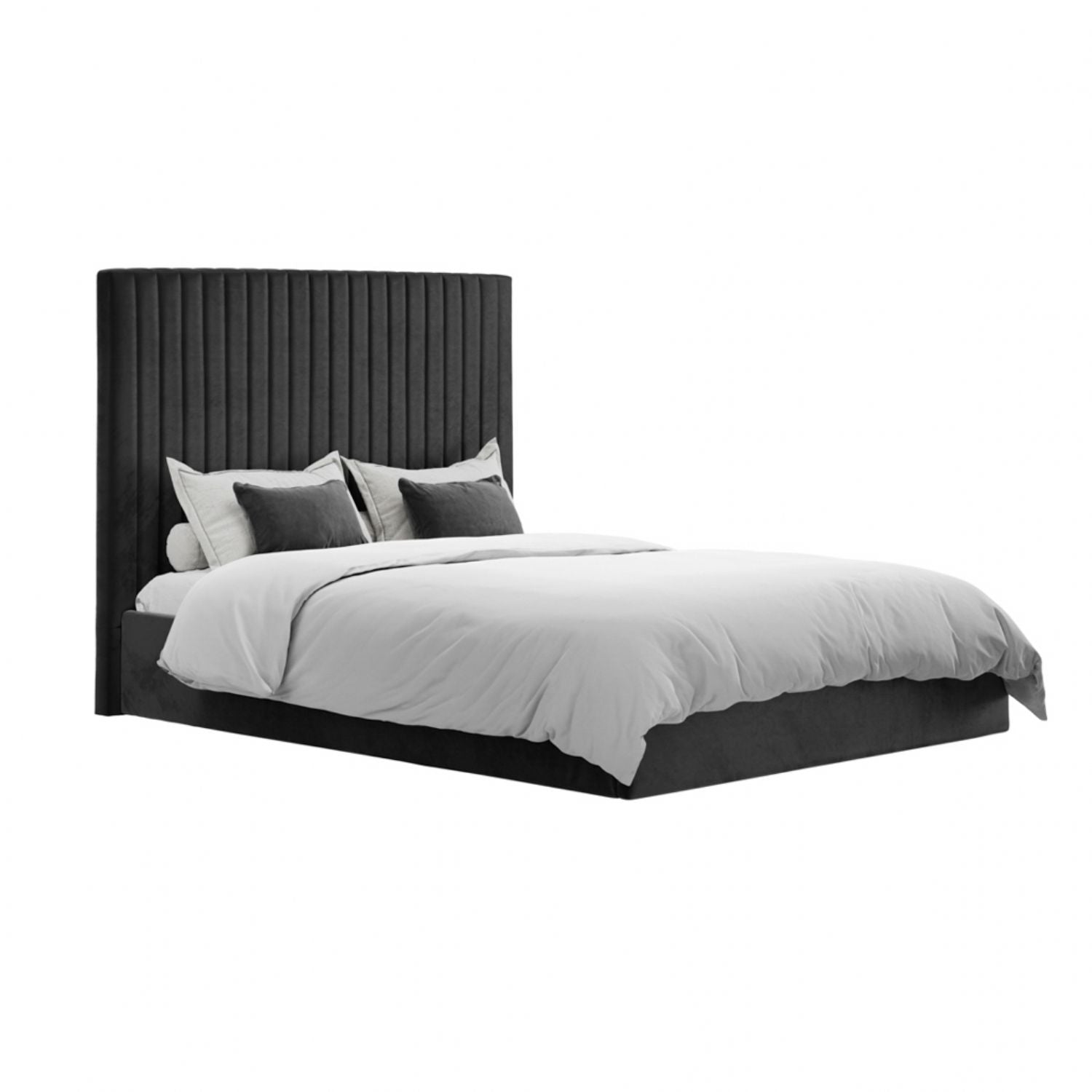 Black Velvet Tall 4ft6 Double Ottoman Bed Lift Up Storage