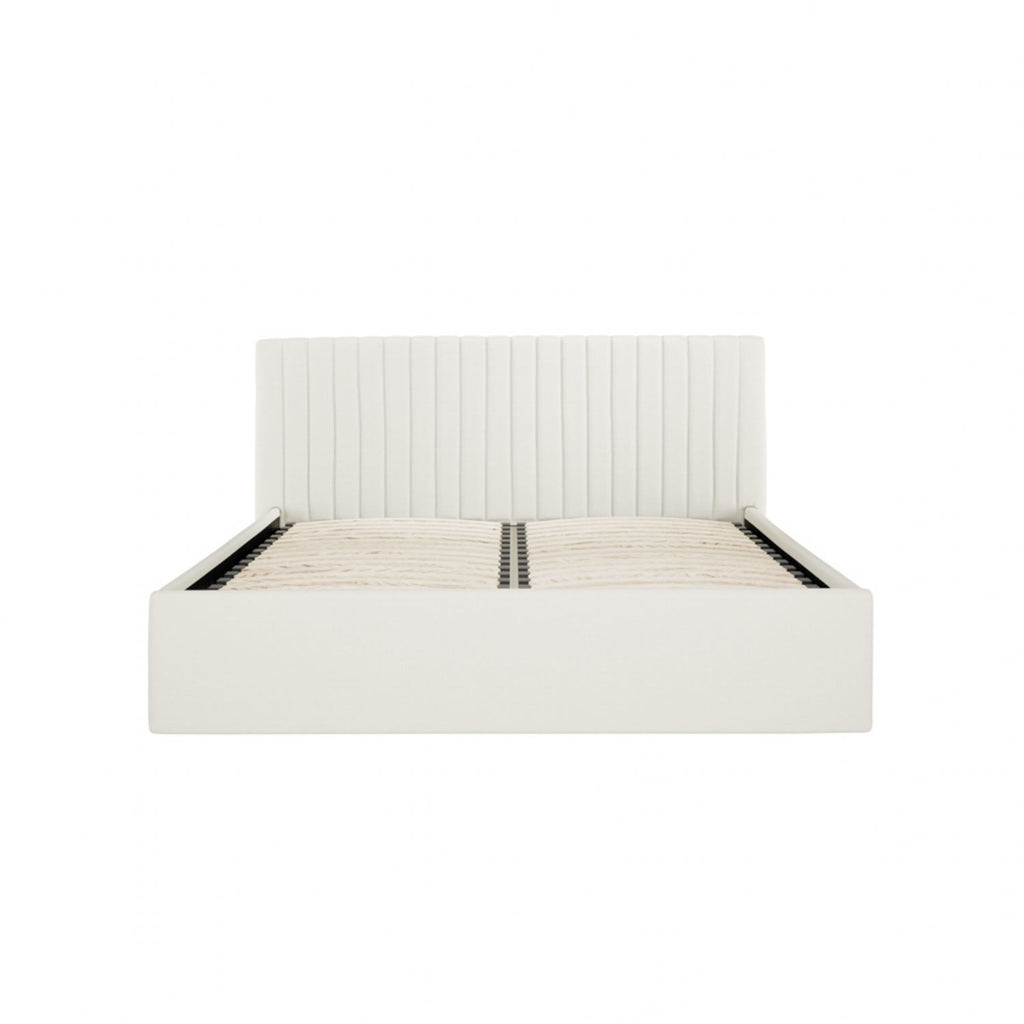 Milk Weave Upholstered 4ft6 Double Bed with Lift Up Storage