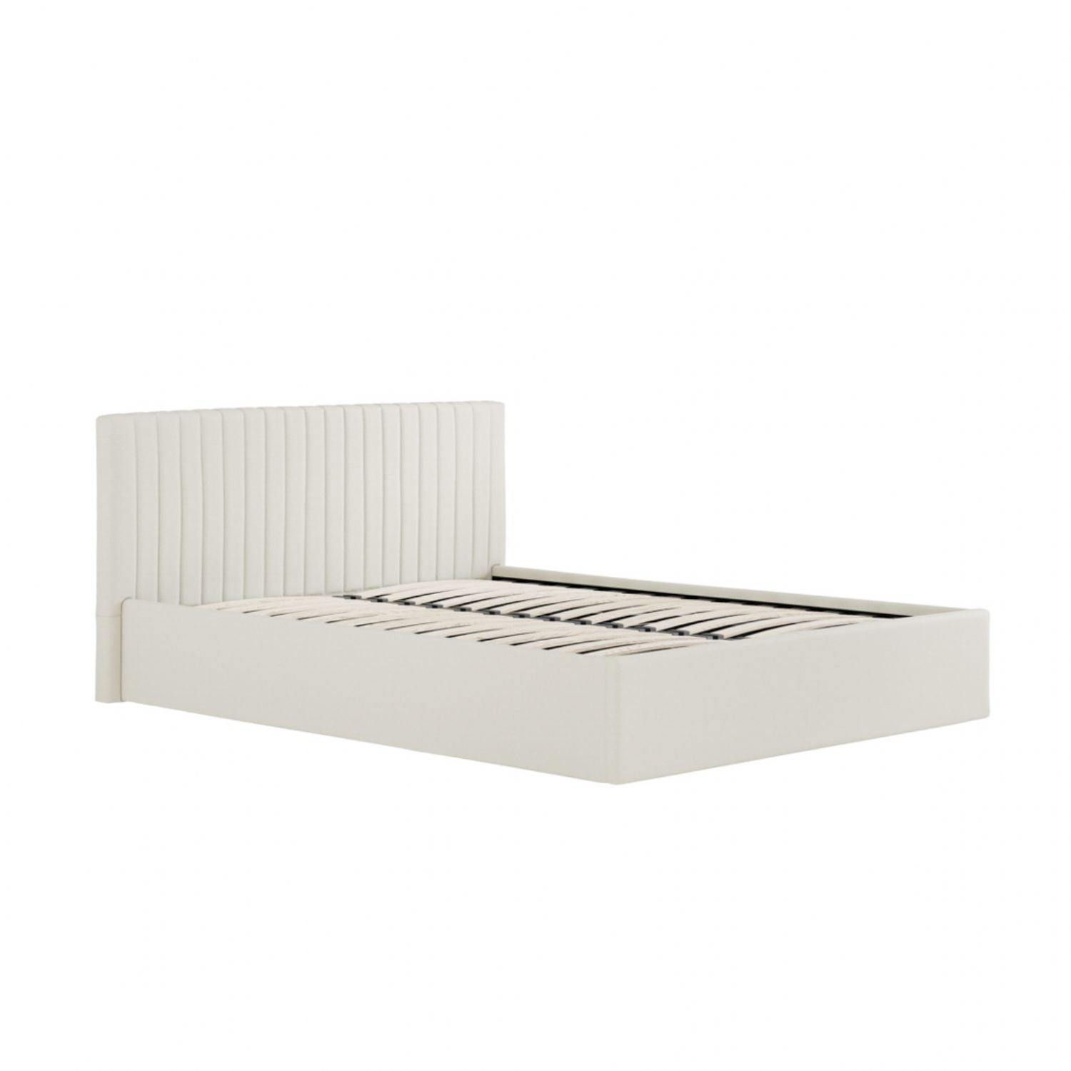 Milk Weave Upholstered 4ft6 Double Bed with Lift Up Storage