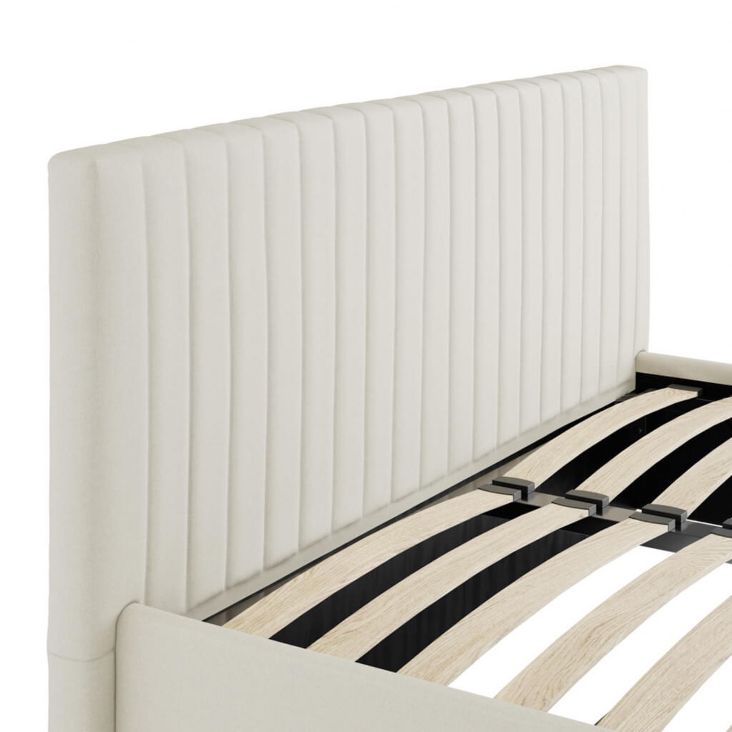 Milk Weave Upholstered 4ft6 Double Bed with Lift Up Storage