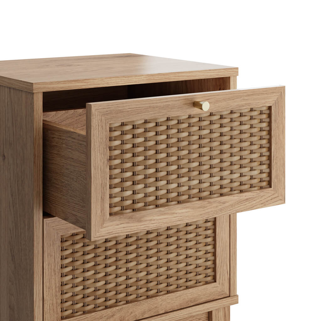 Oak 2 Drawer Bedside Cabinet with Gold Metal Handles