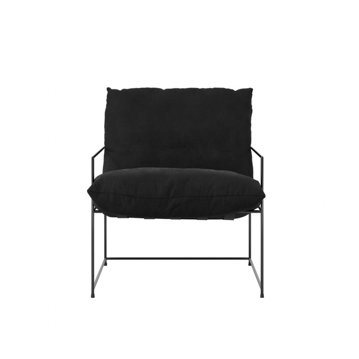 Plush Black Velvet Upholstered Accent Chair with Metal Frame