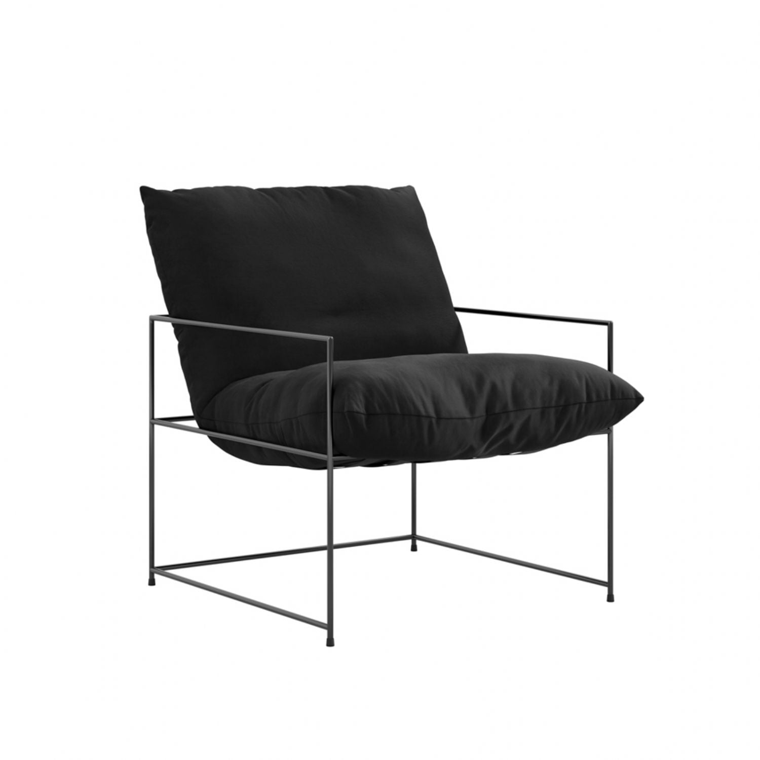 Plush Black Velvet Upholstered Accent Chair with Metal Frame
