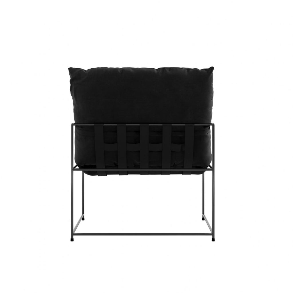 Plush Black Velvet Upholstered Accent Chair with Metal Frame