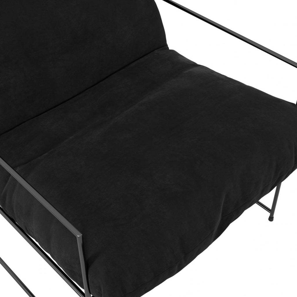 Plush Black Velvet Upholstered Accent Chair with Metal Frame