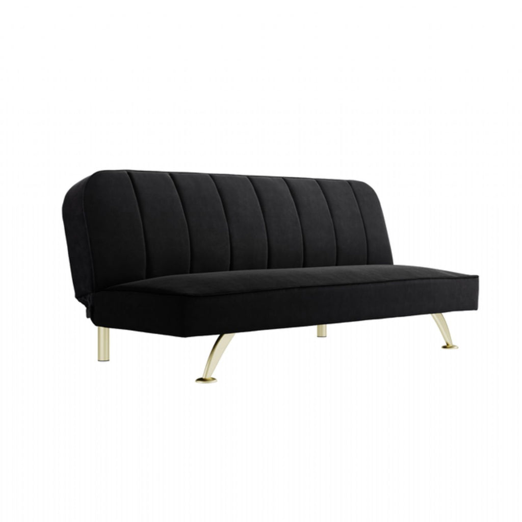 Modern Black Velvet Fabric Sofa Bed
