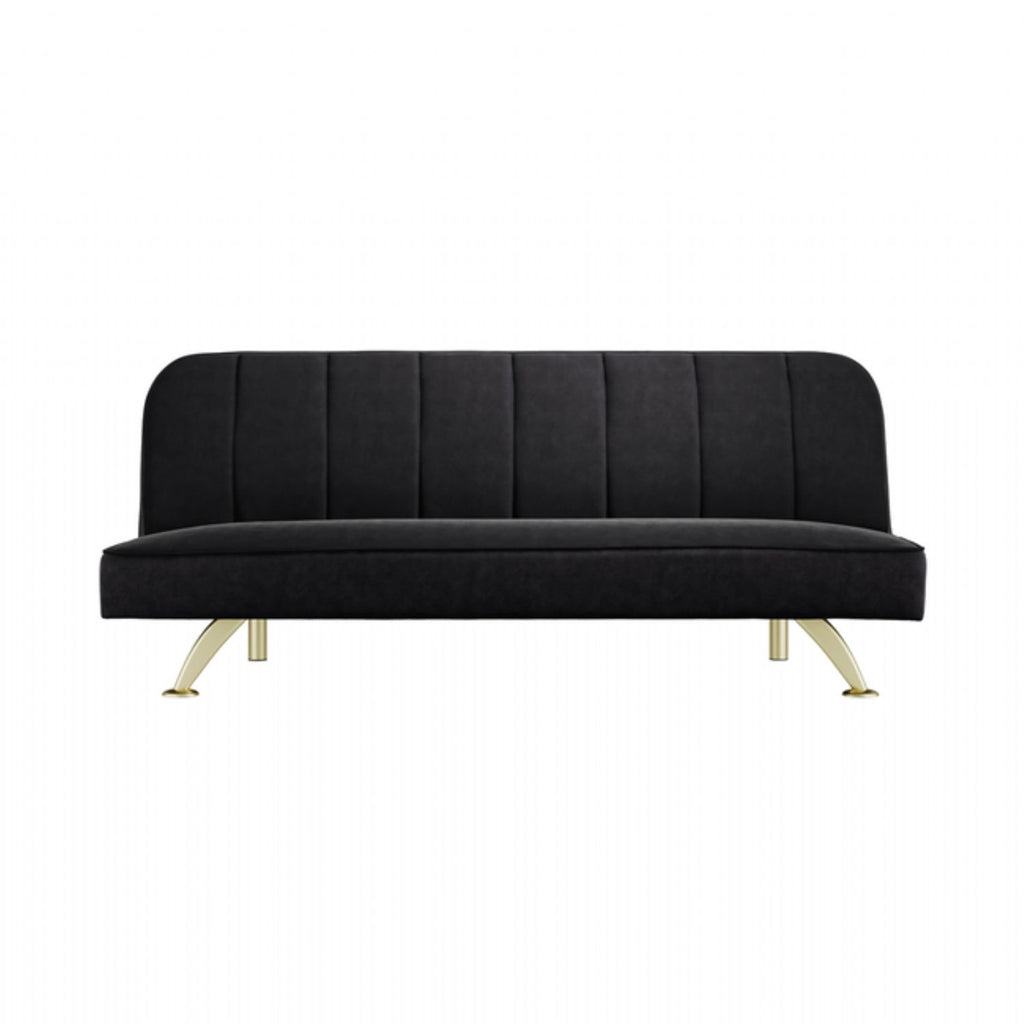 Modern Black Velvet Fabric Sofa Bed