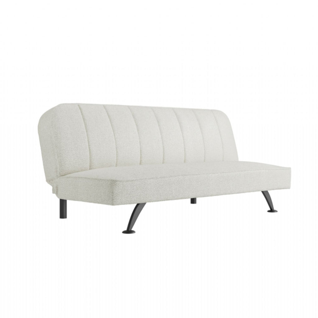 Modern Ivory Boucle Upholstered 2 Seater Convertible Sofa Bed with Tufted Back
