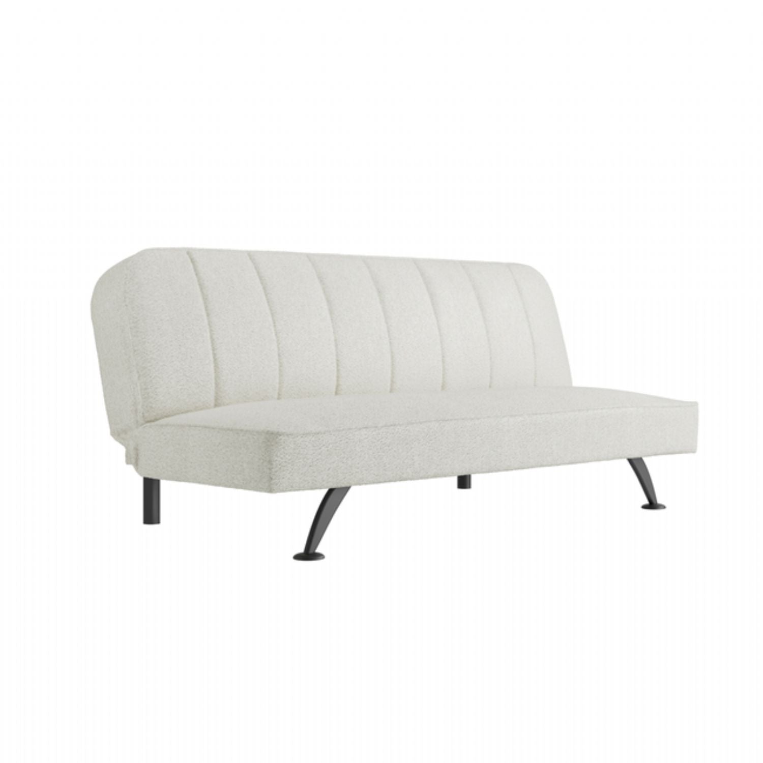Modern Ivory Boucle Upholstered 2 Seater Convertible Sofa Bed with Tufted Back