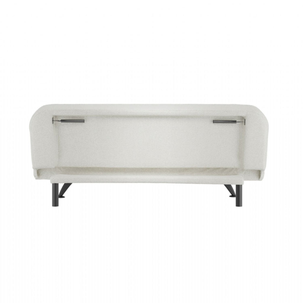 Modern Ivory Boucle Upholstered 2 Seater Convertible Sofa Bed with Tufted Back