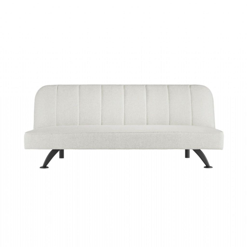 Modern Ivory Boucle Upholstered 2 Seater Convertible Sofa Bed with Tufted Back