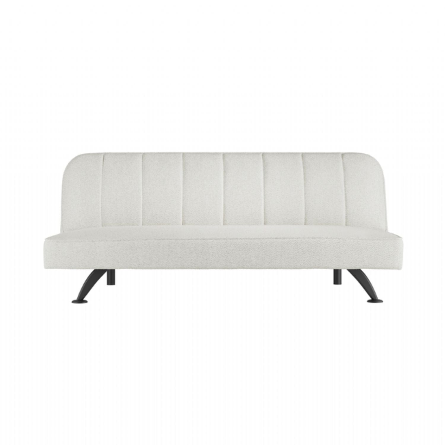 Modern Ivory Boucle Upholstered 2 Seater Convertible Sofa Bed with Tufted Back