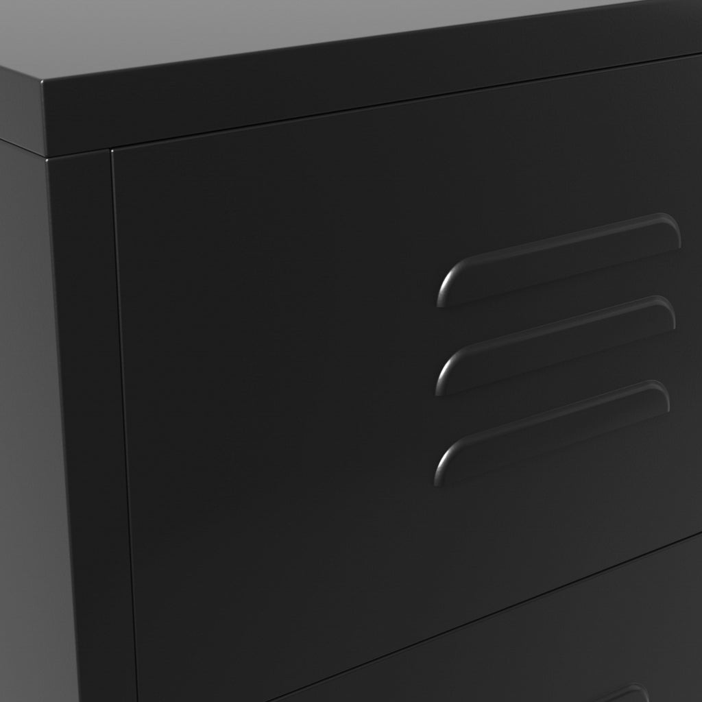 Black Steel Chest of 3 Drawers Industrial Locker Style
