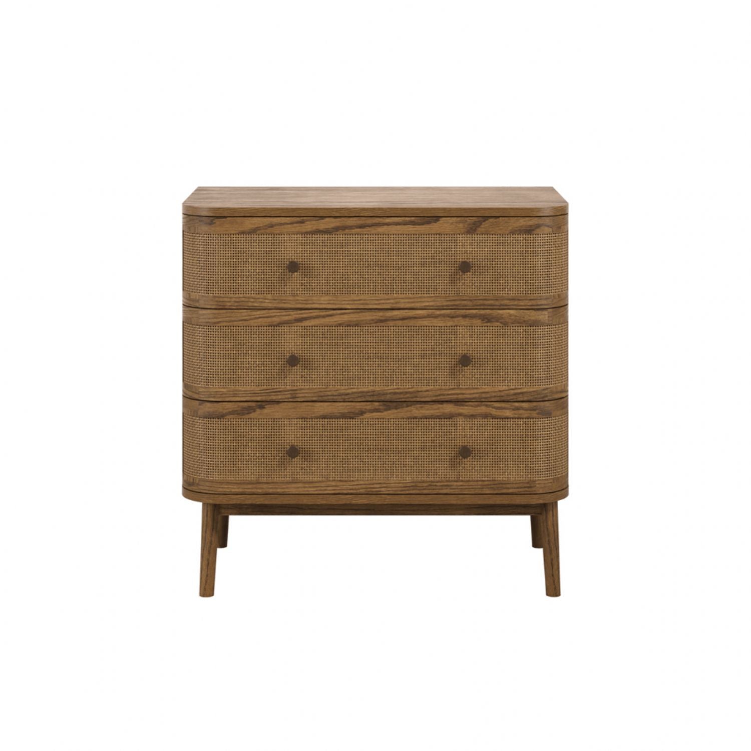 Smoked Wood Chest of Drawers with Weave Front and 3 Drawers