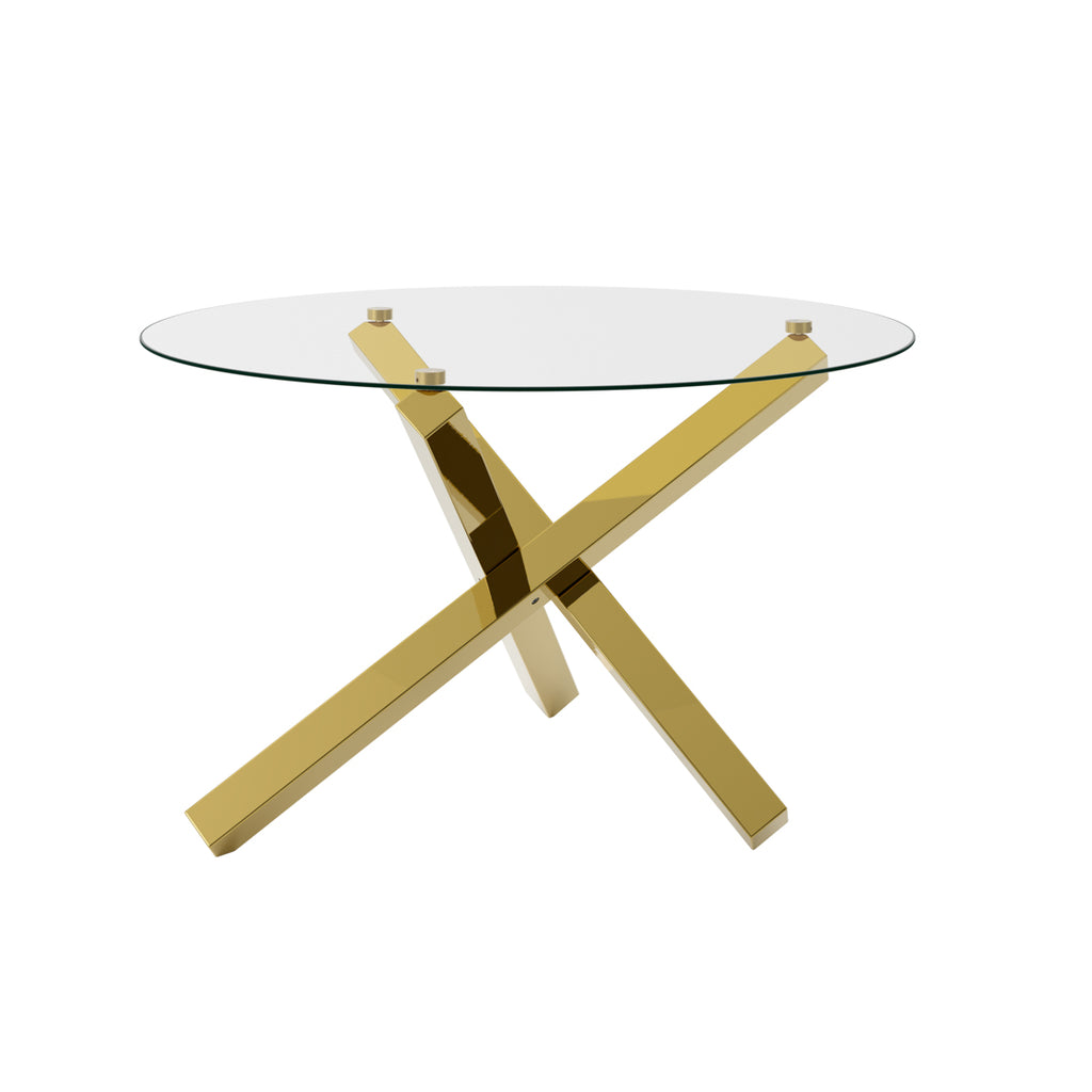 Round 4 Seater Dining Set with Velvet Upholstered Chairs