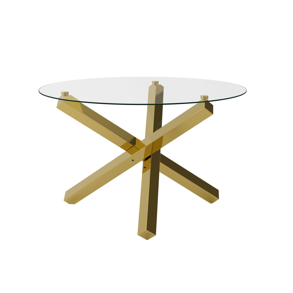 Round 4 Seater Dining Set with Velvet Upholstered Chairs