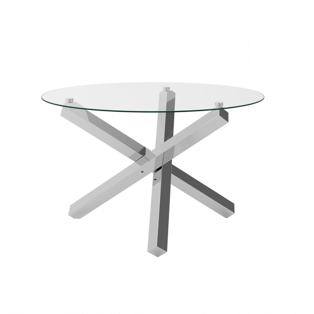 Capri Glass And Silver Dining Table