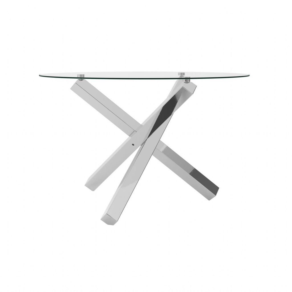 Capri Glass And Silver Dining Table