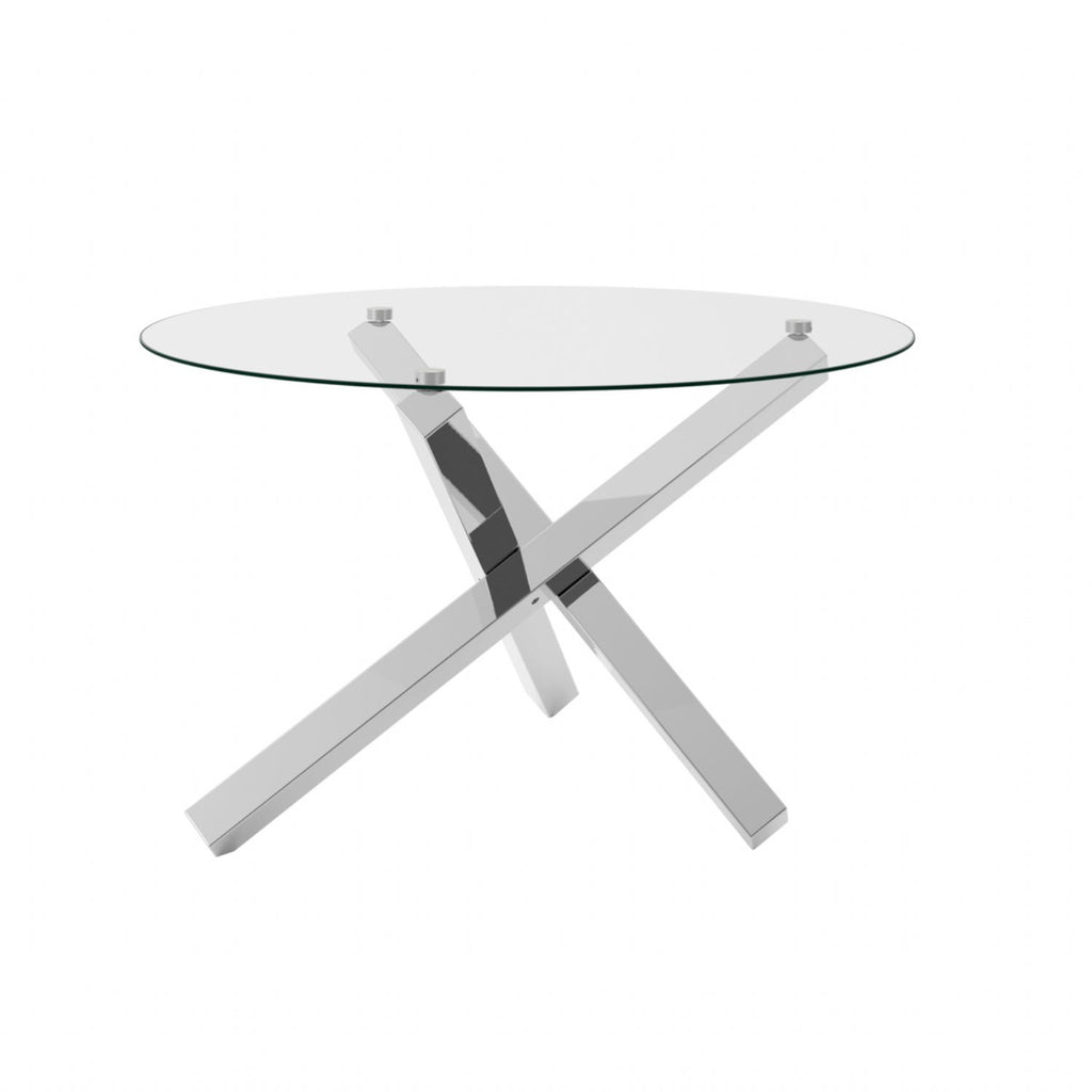 Capri Glass And Silver Dining Table
