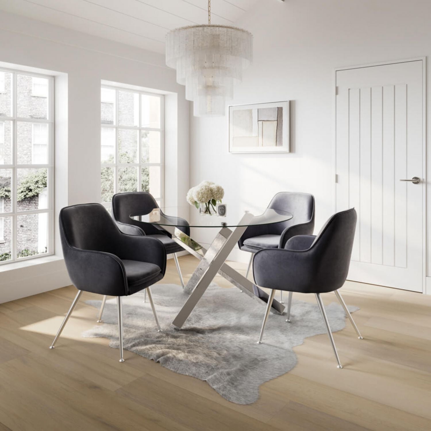 Capri Glass And Silver Dining Table