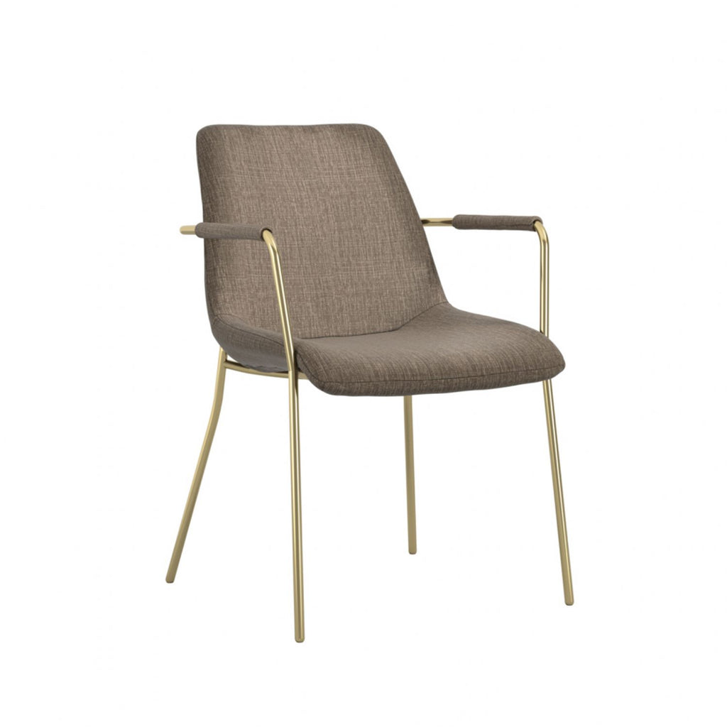 Carlo Taupe And Gold Dining Chair With Arms