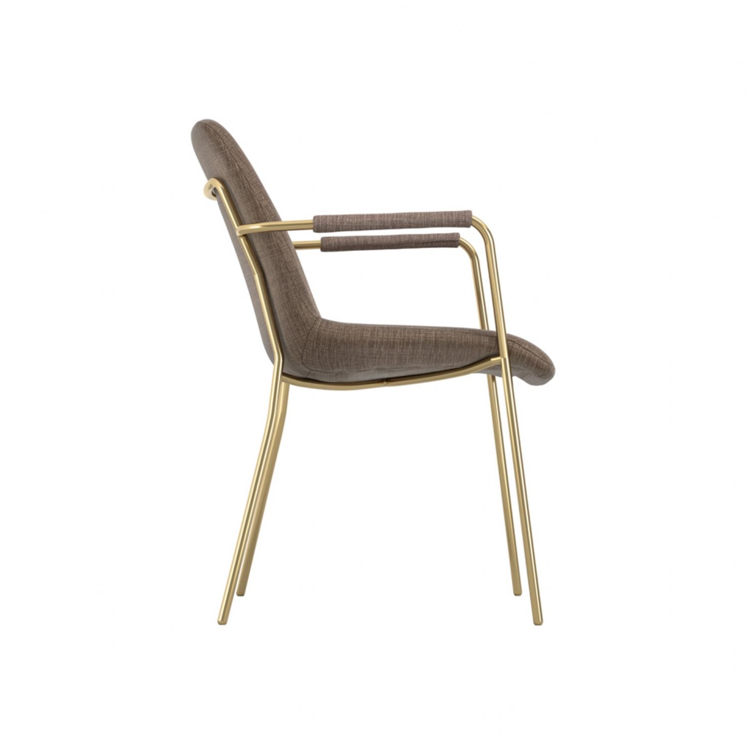 Carlo Taupe And Gold Dining Chair With Arms