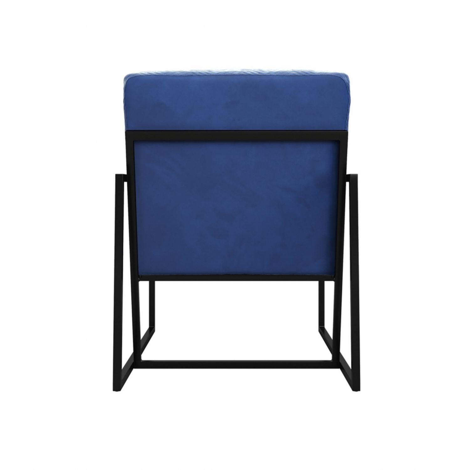 Blue Velvet Chevron Patterned Accent Chair with Metal Frame