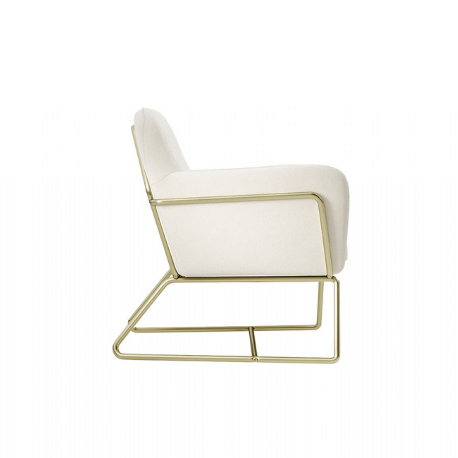 Cream Velvet Fabric Armchair Gold Metal Frame