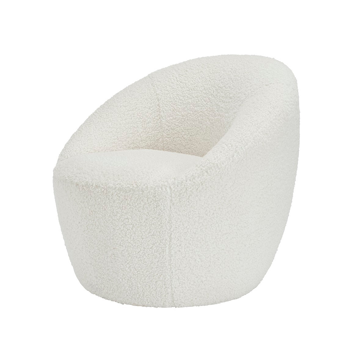 Modern White Shearling Upholstered Accent Chair with Wooden Frame