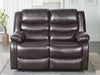 Brown Leather Effect 2 Seater Manual Recliner Sofa