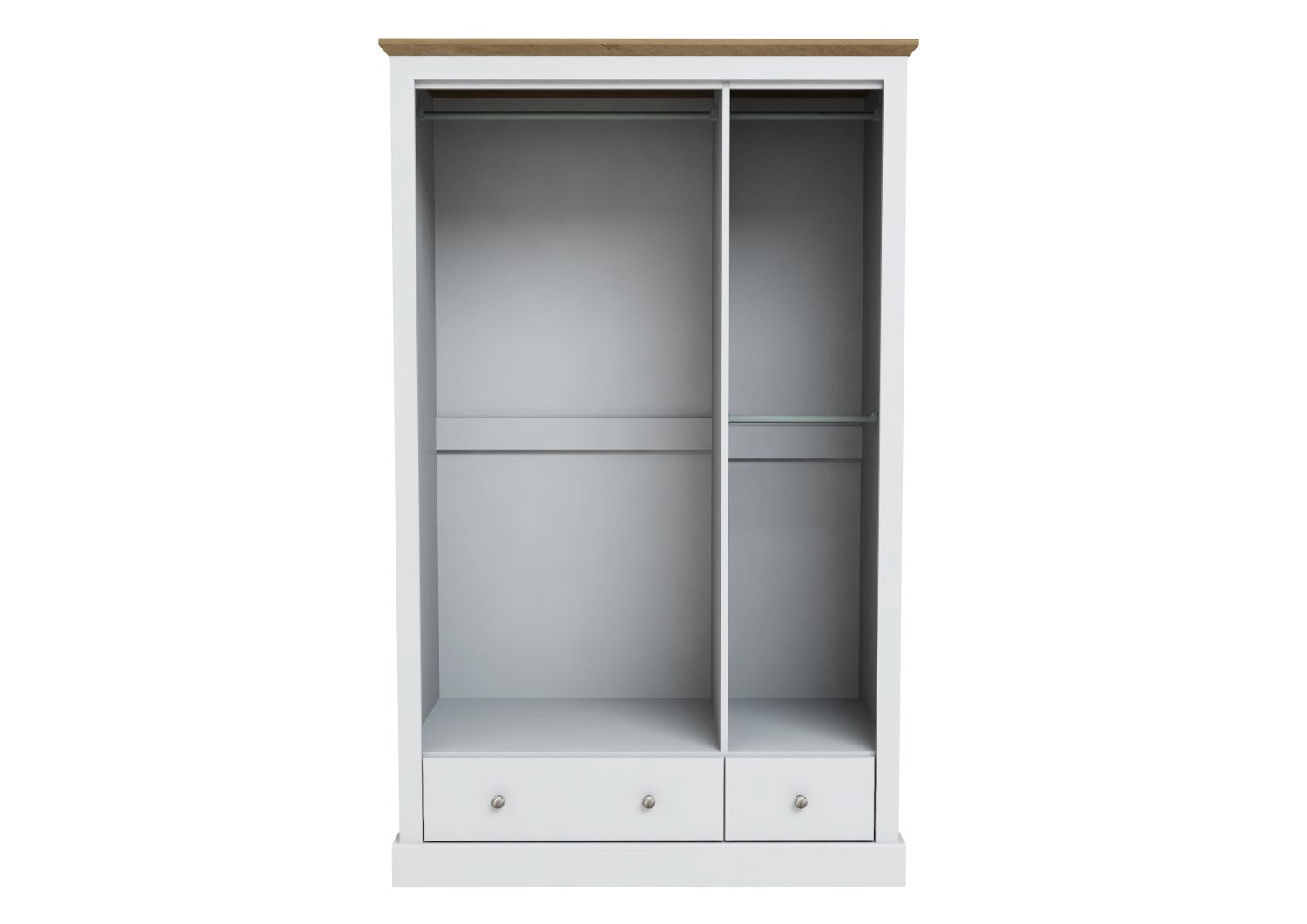 Modern White 3 Door 2 Drawer Triple Wardrobe