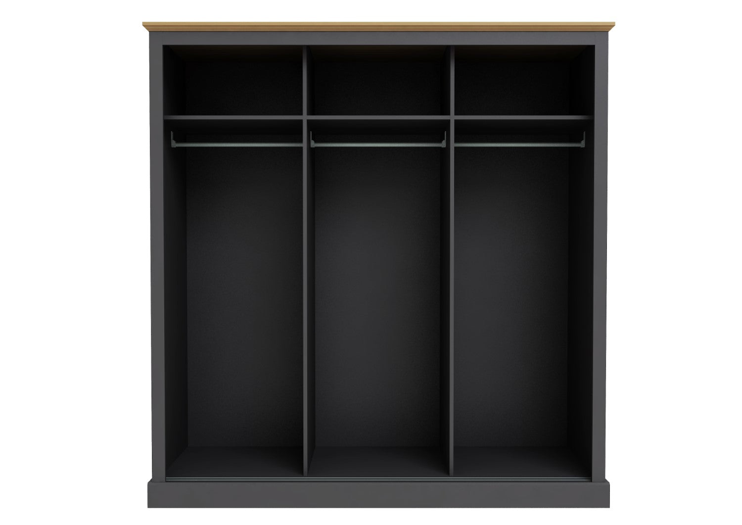 Charcoal Painted Oak Effect Top Triple Sliding Wardrobe with Central Mirror