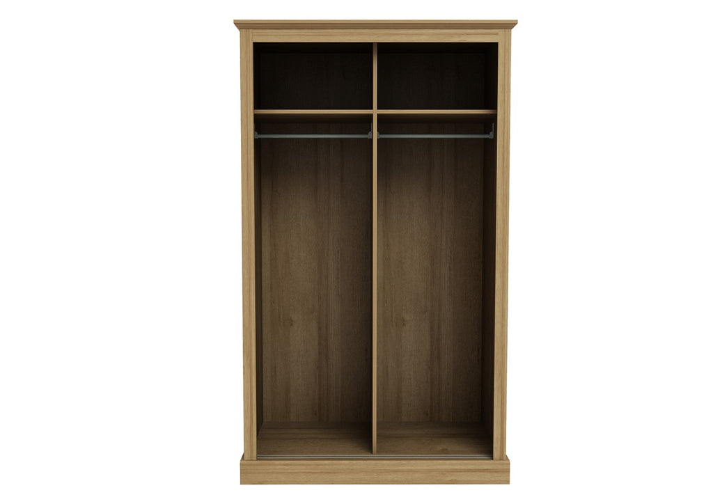 Oak Effect 2 Door Double Sliding Wardrobe with Full Length Mirror
