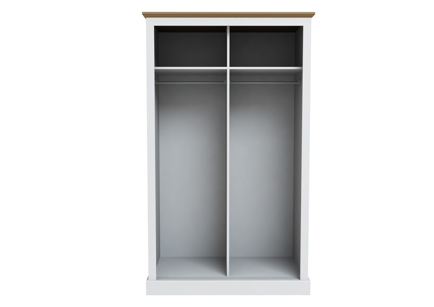 White and Oak Top 2 Door Double Sliding Wardrobe with Mirror