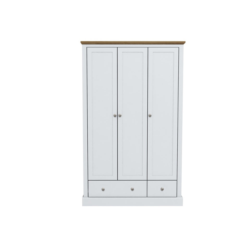 Modern White 3 Door 2 Drawer Triple Wardrobe