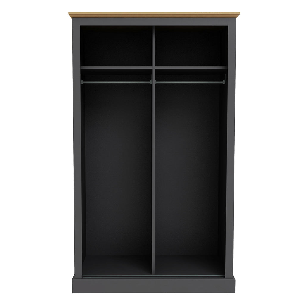 Charcoal Oak 2 Door Double Sliding Wardrobe with Shelves